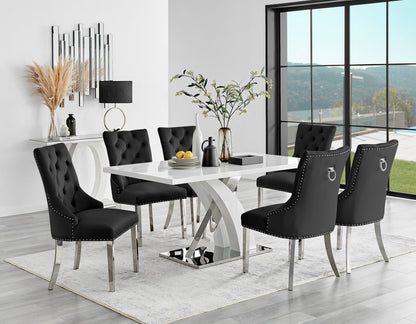 Atlanta 6 Table & 6 Velvet Belgravia Chairs