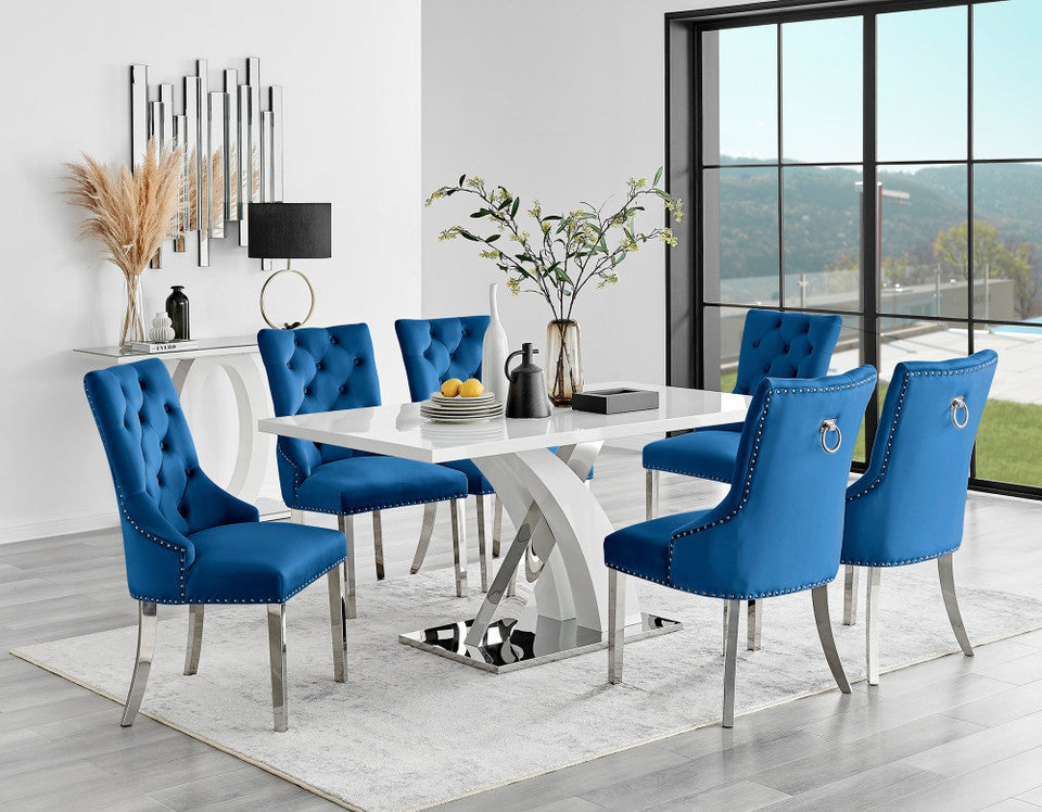 Atlanta 6 Table & 6 Velvet Belgravia Chairs