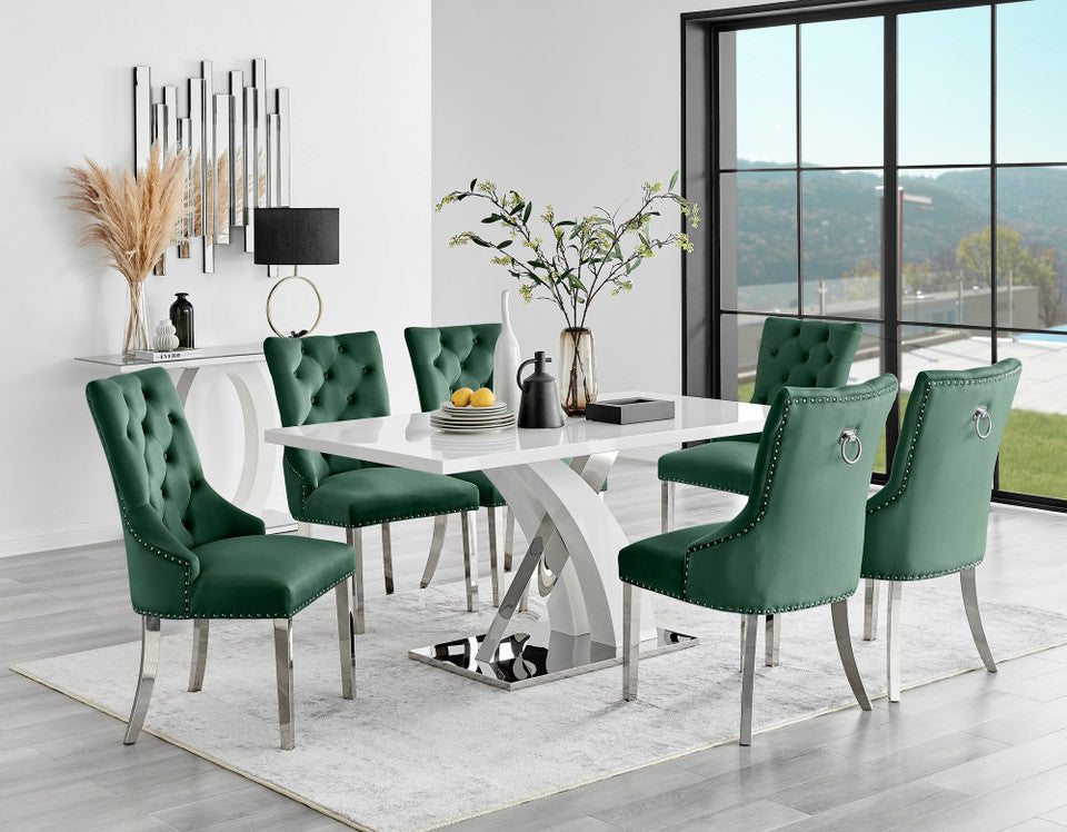 Atlanta 6 Table & 6 Velvet Belgravia Chairs