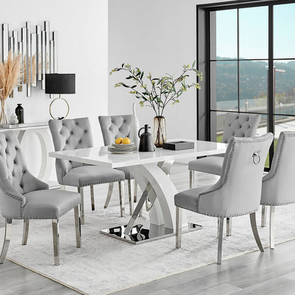 Atlanta 6 Table & 6 Velvet Belgravia Chairs