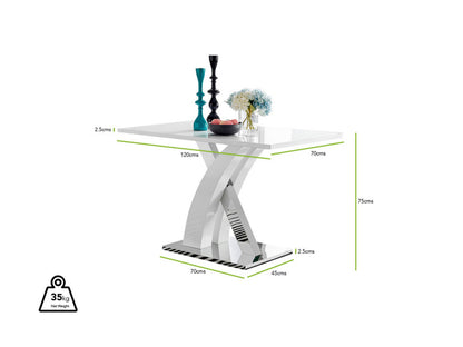 Atlanta 4 White Dining Table and 4 Milan Black Leg Chairs