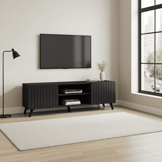 Atlantis Matte Black Large TV Cabinet