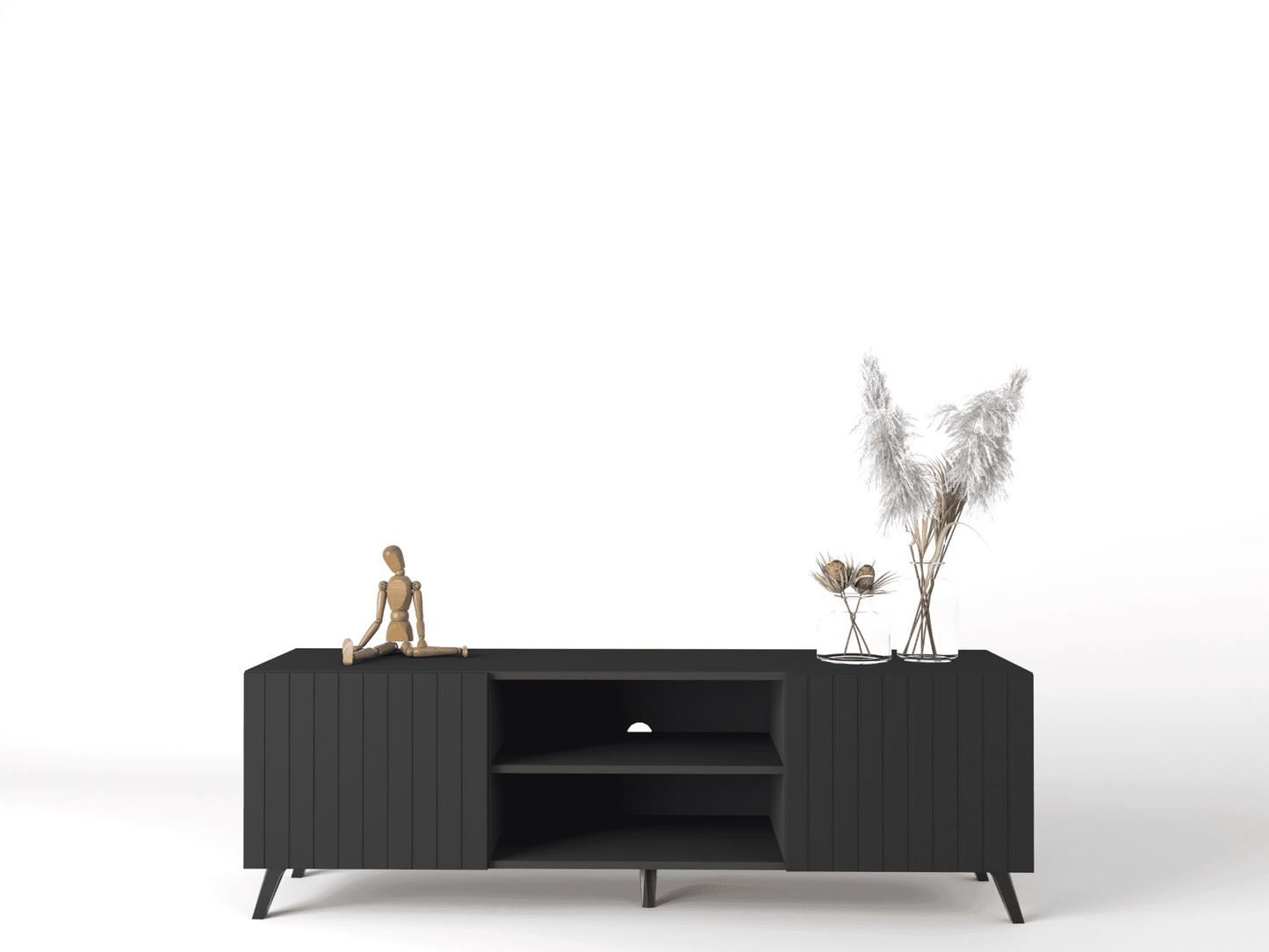 Atlantis Matte Black Large TV Cabinet