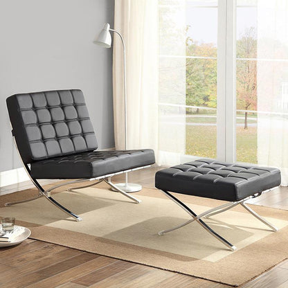 Barcelona Chair And Ottoman, White Leather