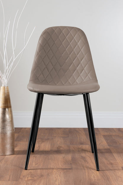 Novara White Marble Black Leg Round Dining Table & 4 Corona Black Leg Chairs
