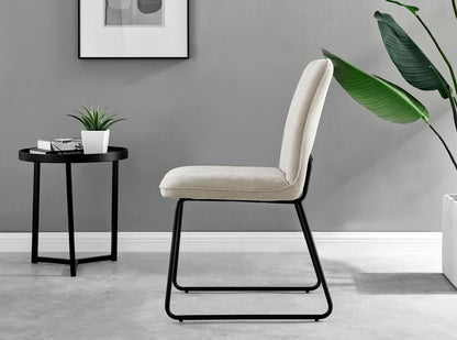 Novara White Gloss Black Leg Round Dining Table & 4 Halle Chairs