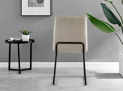 Novara White Gloss Black Leg Round Dining Table & 4 Halle Chairs