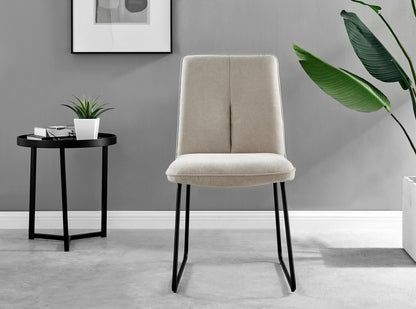 Novara White Gloss Black Leg Round Dining Table & 4 Halle Chairs