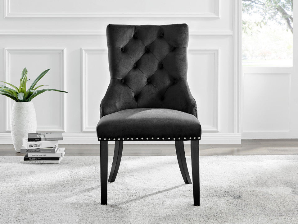 Imperia 4 Black Dining Table and 4 Belgravia Black Leg Chairs