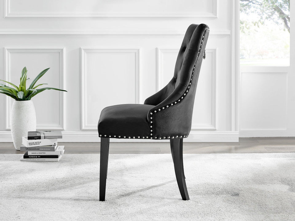 Imperia 4 Black Dining Table and 4 Belgravia Black Leg Chairs