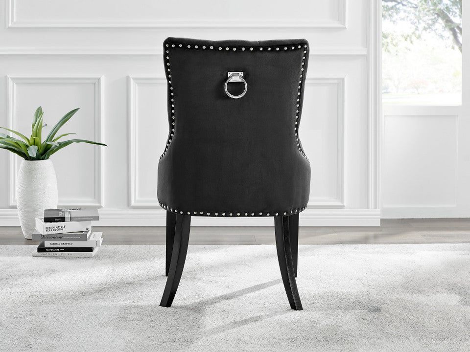 Imperia 4 Black Dining Table and 4 Belgravia Black Leg Chairs