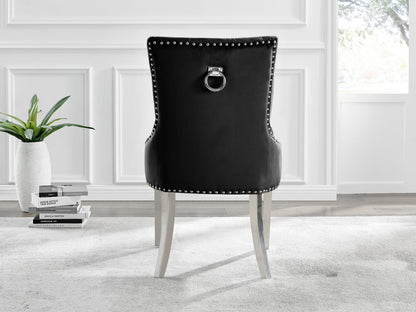 Novara 100Cm Silver & 4 Velvet Belgravia Chairs