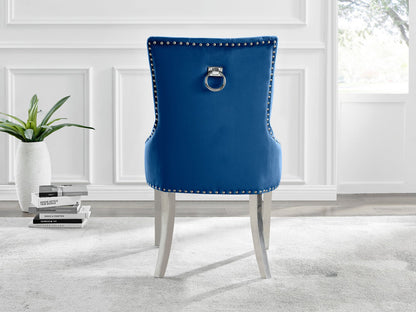 Novara 100Cm Silver & 4 Velvet Belgravia Chairs