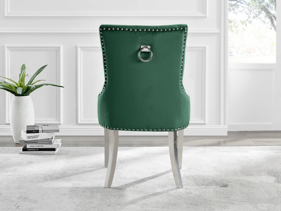 Novara 100Cm Silver & 4 Velvet Belgravia Chairs