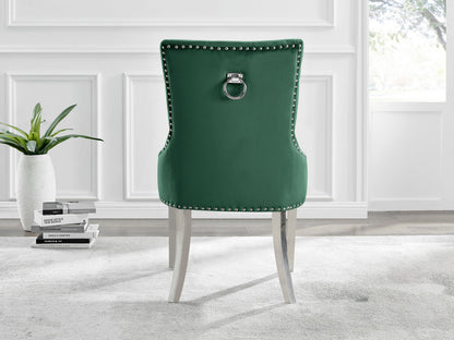 Giovani 6 Grey Table & 6 Velvet Belgravia Chairs