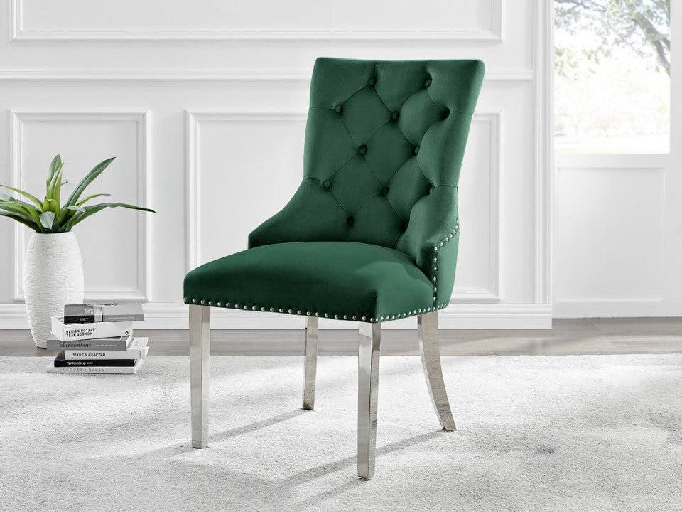 Giovani 6 Grey Table & 6 Velvet Belgravia Chairs