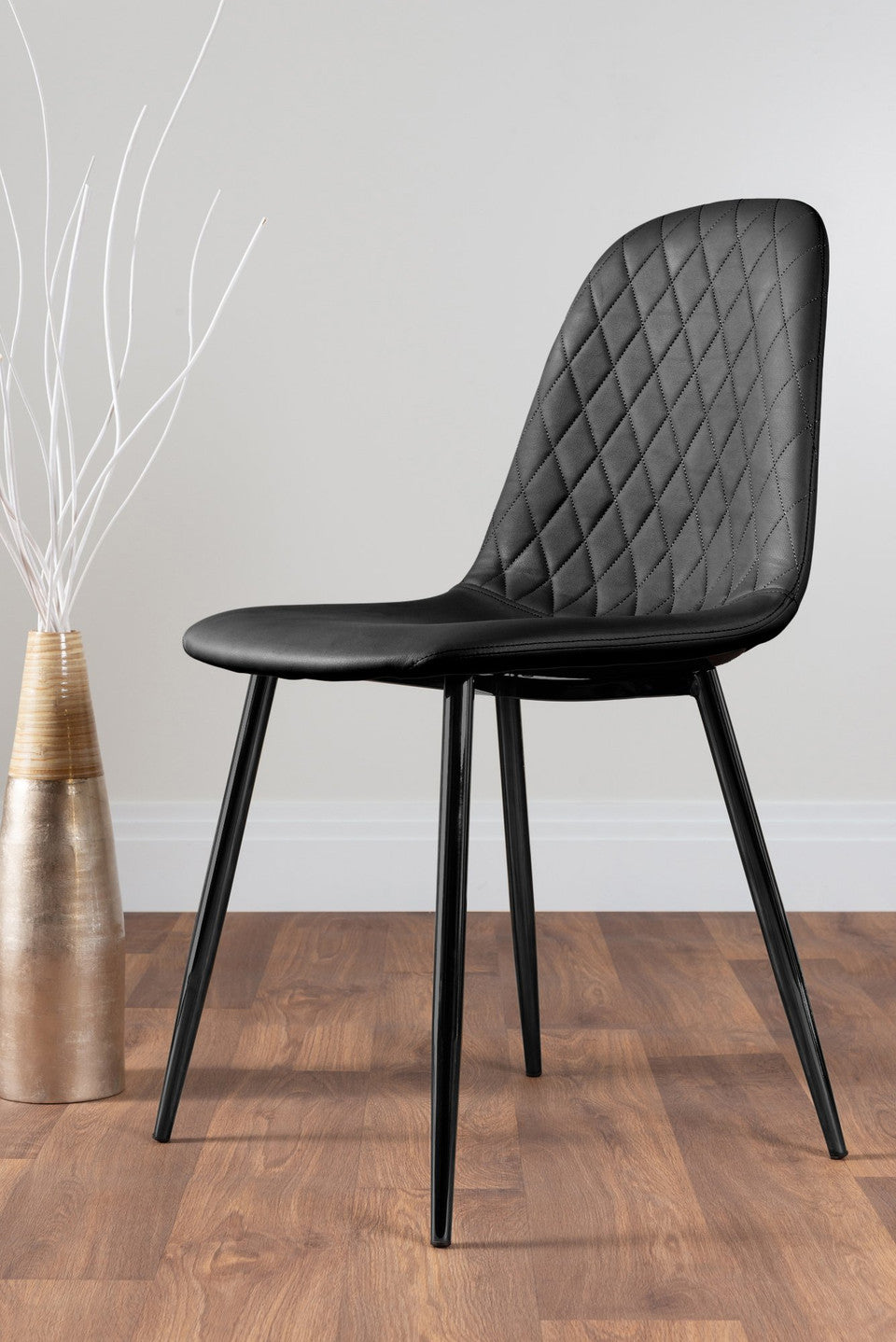 Carson White Marble Effect Dining Table & 6 Corona Black Leg Chairs