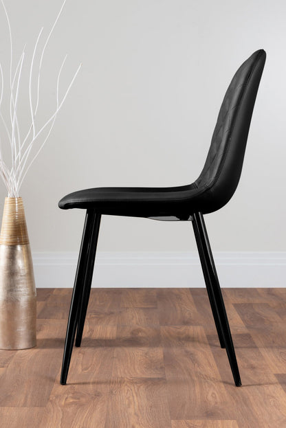 Novara White Gloss Black Leg Round Dining Table & 4 Corona Black Leg Chairs