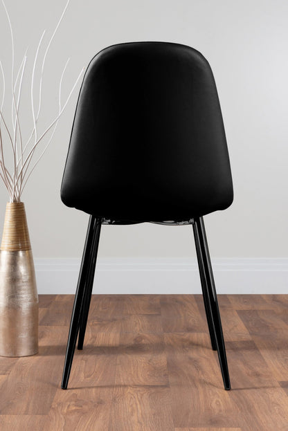 Novara Black Leg Round Glass Dining Table & 4 Corona Black Leg Chairs