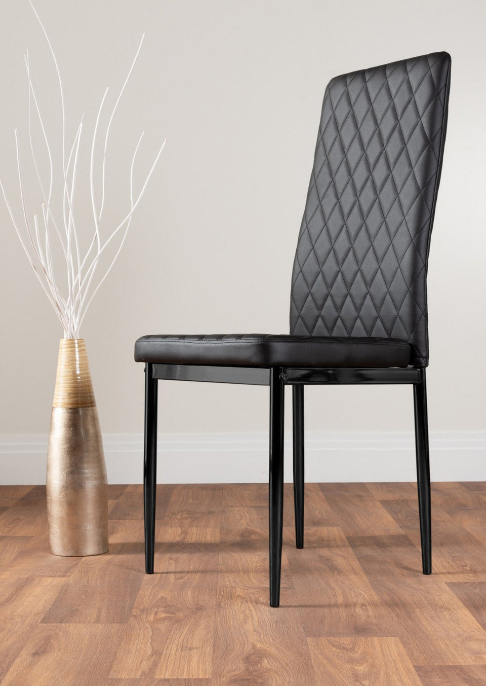 Carson White Marble Effect Dining Table & 4 Milan Black Leg Chairs