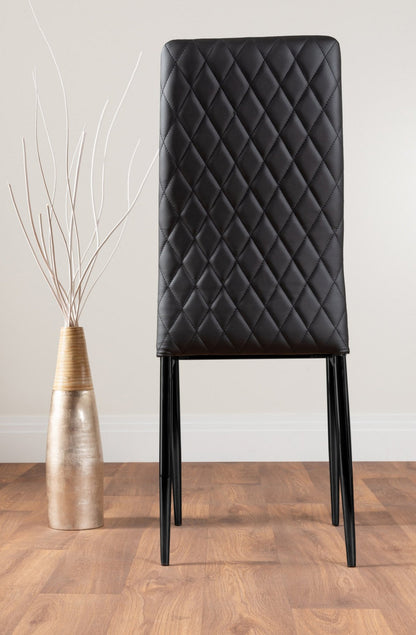 Novara Grey Concrete Effect Black Leg Round Dining Table & 4 Milan Black Leg Chairs