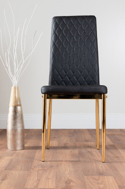 Leonardo 4 Gold Dining Table and 4 Gold Leg Milan Chairs