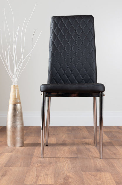 Selina Chrome Round Square Leg Glass Dining Table And 4 Milan Chairs Set