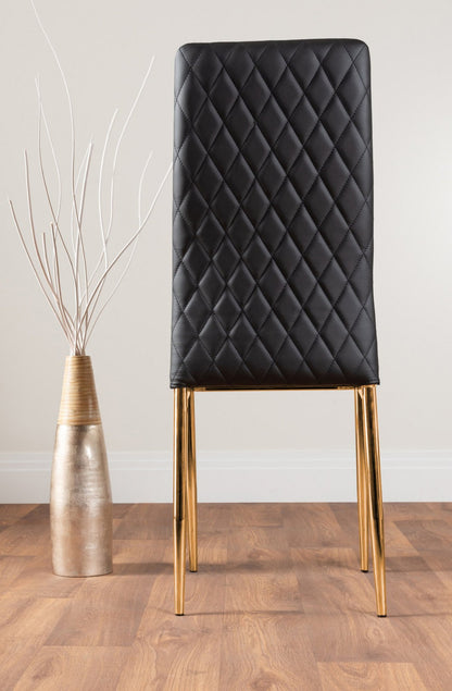 Leonardo 4 Gold Dining Table and 4 Gold Leg Milan Chairs
