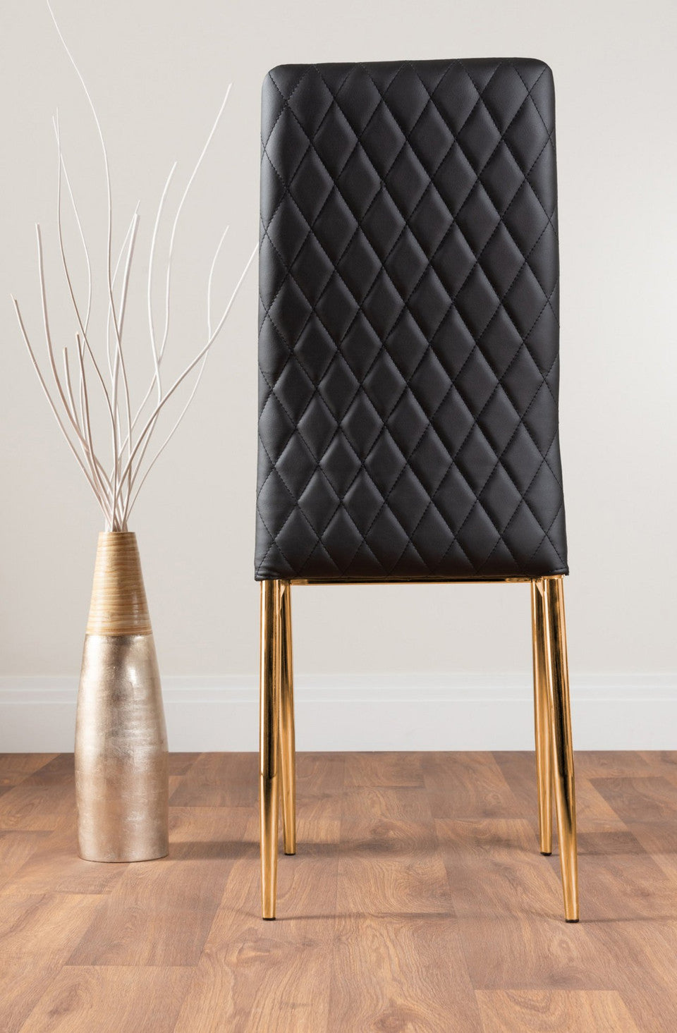 Arezzo White High Gloss Extending Dining Table & 8 Milan Gold Leg Chairs