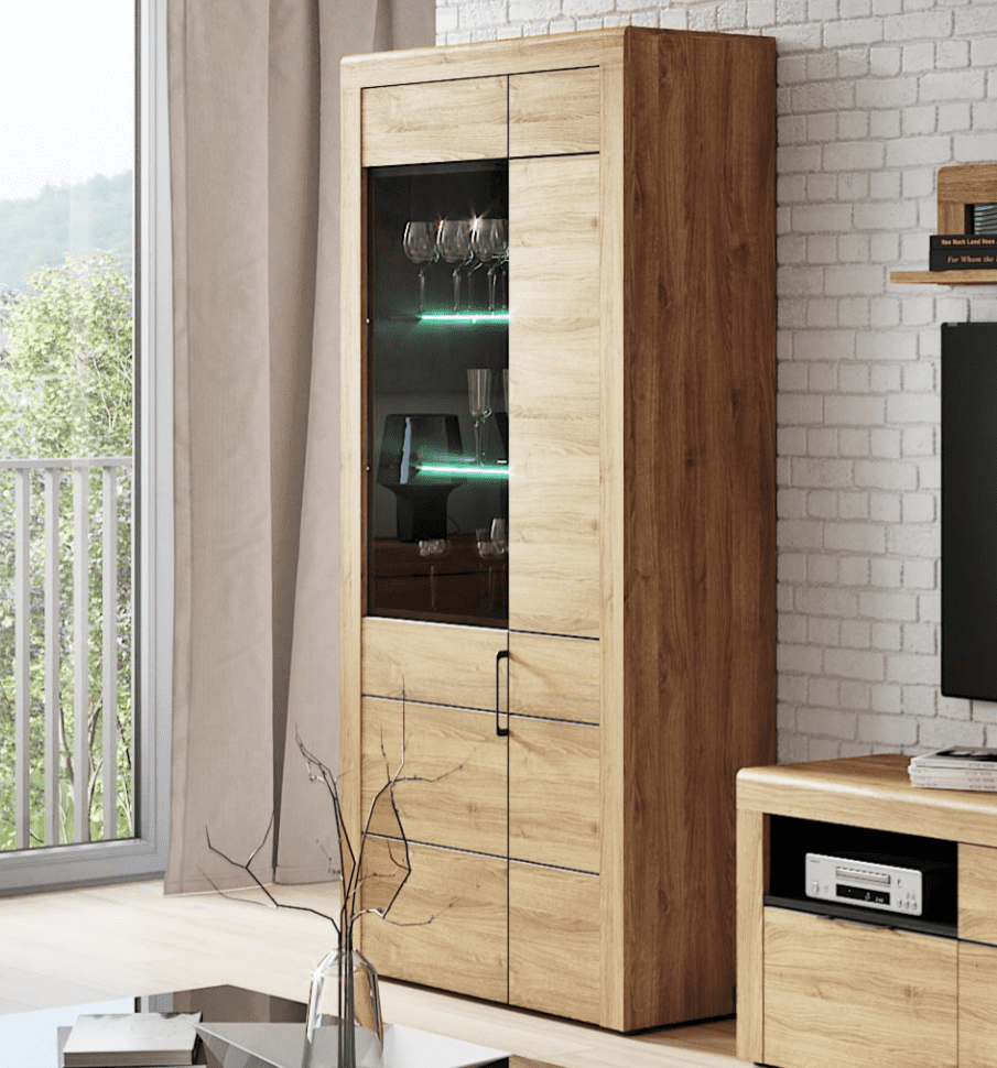 Camar Large Oak Effect 2 Door Display Cabinet K12