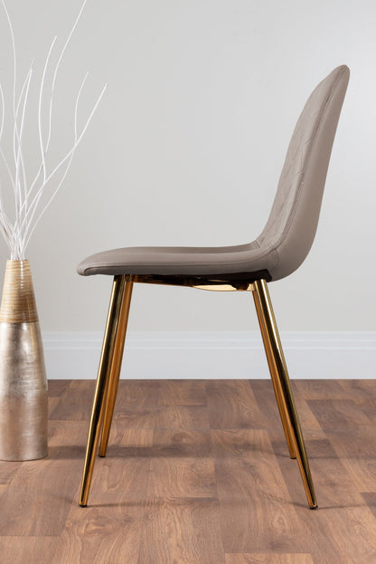 Novara Gold Metal 100cm Round Glass Dining Table And 4 Corona Gold Dining Chairs