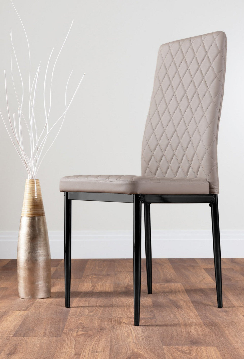 Carson White Marble Effect Dining Table & 4 Milan Black Leg Chairs