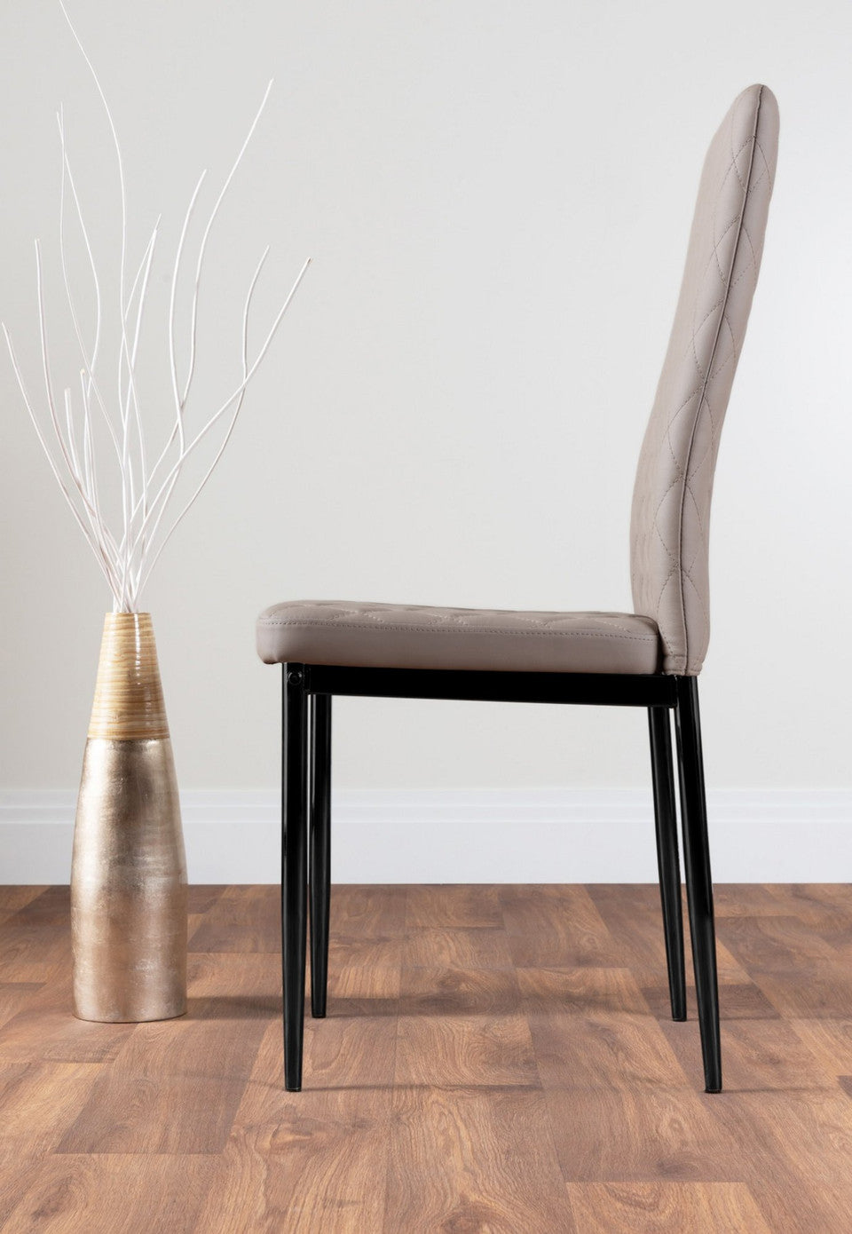 Atlanta 4 White Dining Table and 4 Milan Black Leg Chairs