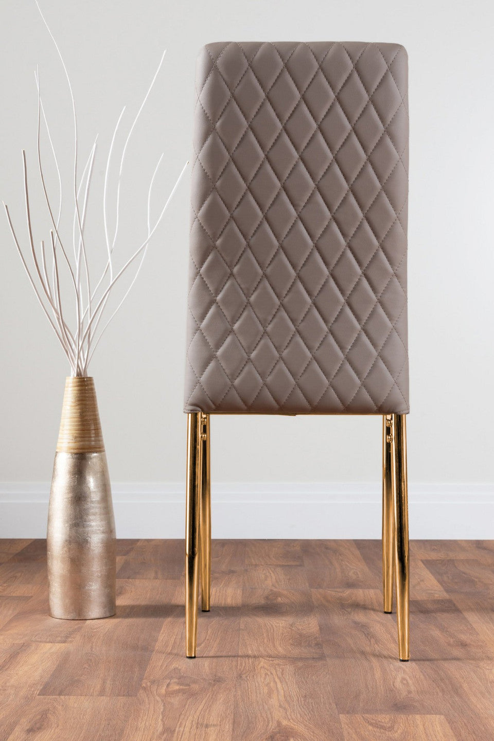Leonardo 6 Gold Dining Table and 6 Gold Leg Milan Chairs