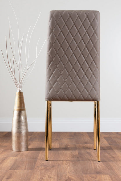 Leonardo 4 Gold Dining Table and 4 Gold Leg Milan Chairs