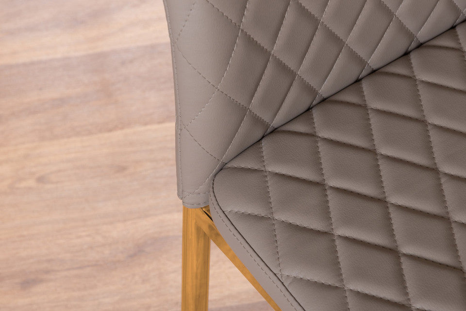 Novara White Marble Gold Leg 120cm Round Dining Table & 4 Milan Gold Leg Chairs