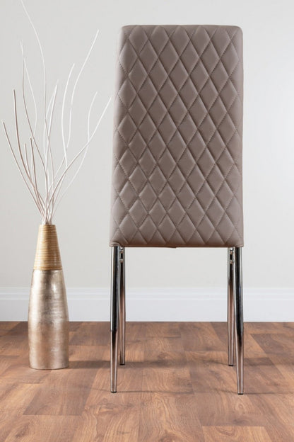 Palma White High Gloss Round Dining Table & 6 Milan Chrome Leg Chairs