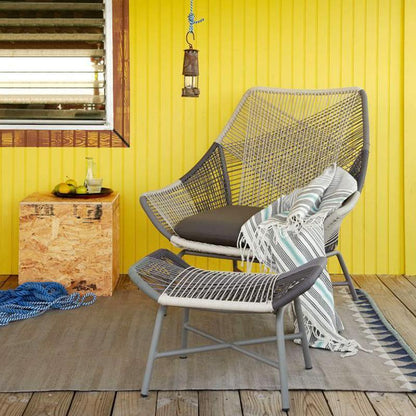 Carmean Rattan Chair and Footstool, Outdoor