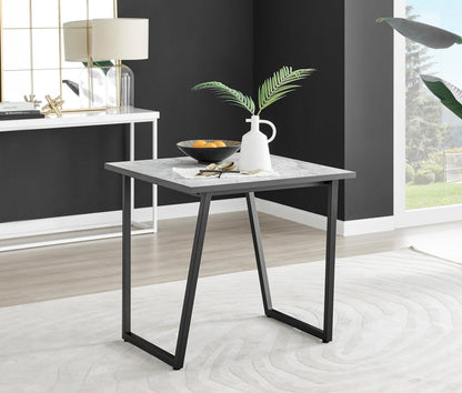 Carson White Marble Effect Square Dining Table & 2 Calla Black Leg Chairs