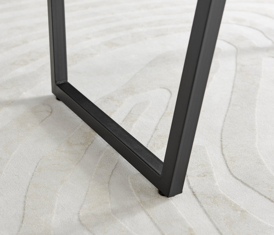 Carson White Marble Effect Square Dining Table & 2 Calla Black Leg Chairs