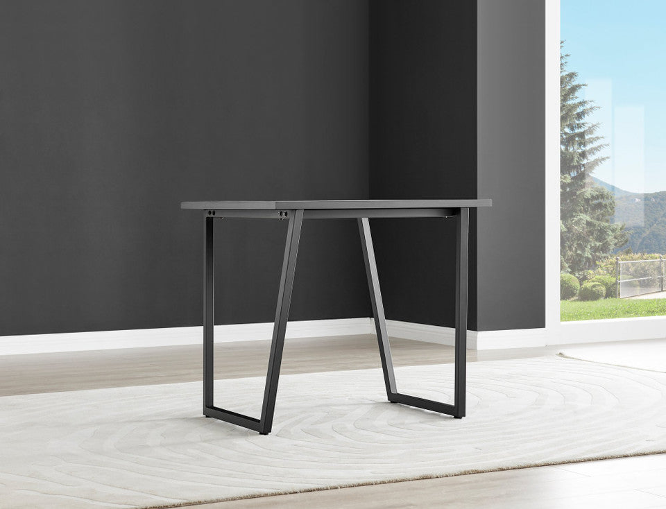 Carson White Marble Effect Square Dining Table & 2 Calla Black Leg Chairs