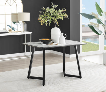 Carson White Marble Effect Dining Table & 4 Pesaro Black Leg Chairs