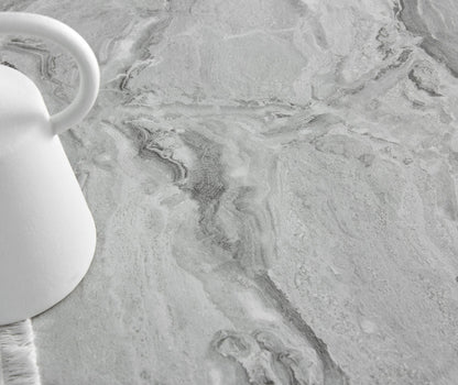 Carson White Marble Effect Dining Table & 4 Calla Black Leg Chairs