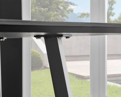 Carson White Marble Effect Dining Table & 4 Milan Black Leg Chairs