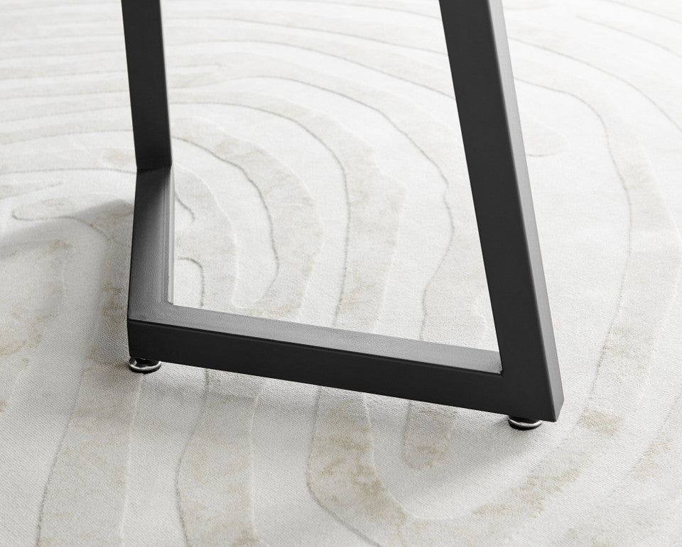 Carson White Marble Effect Dining Table & 4 Pesaro Black Leg Chairs