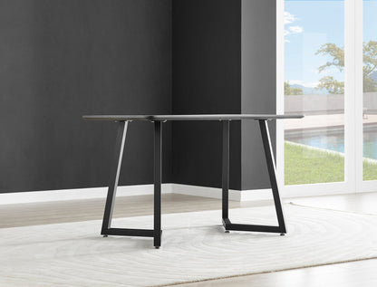 Carson White Marble Effect Dining Table & 4 Pesaro Black Leg Chairs