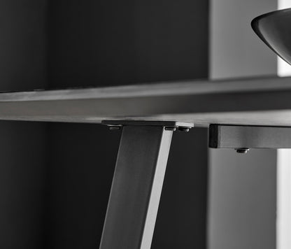 Carson White Marble Effect Dining Table & 6 Milan Black Leg Chairs