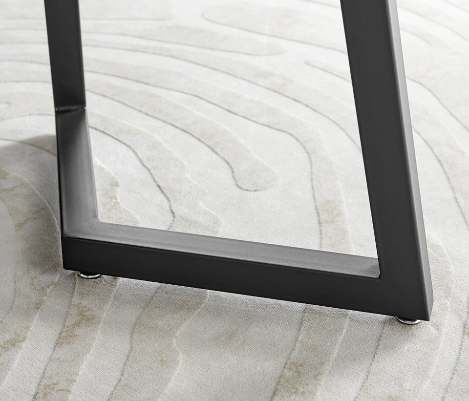 Carson White Marble Effect Dining Table & 6 Milan Black Leg Chairs