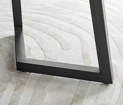 Carson White Marble Effect Dining Table & 6 Milan Black Leg Chairs