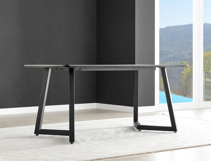 Carson White Marble Effect Dining Table & 6 Milan Black Leg Chairs